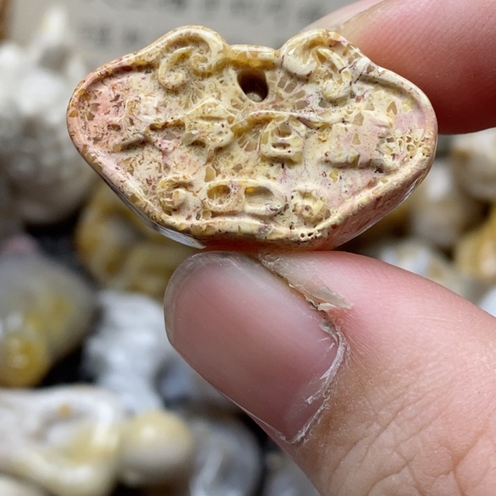 颈饰未镶嵌硅化珊瑚（珊瑚玉）小