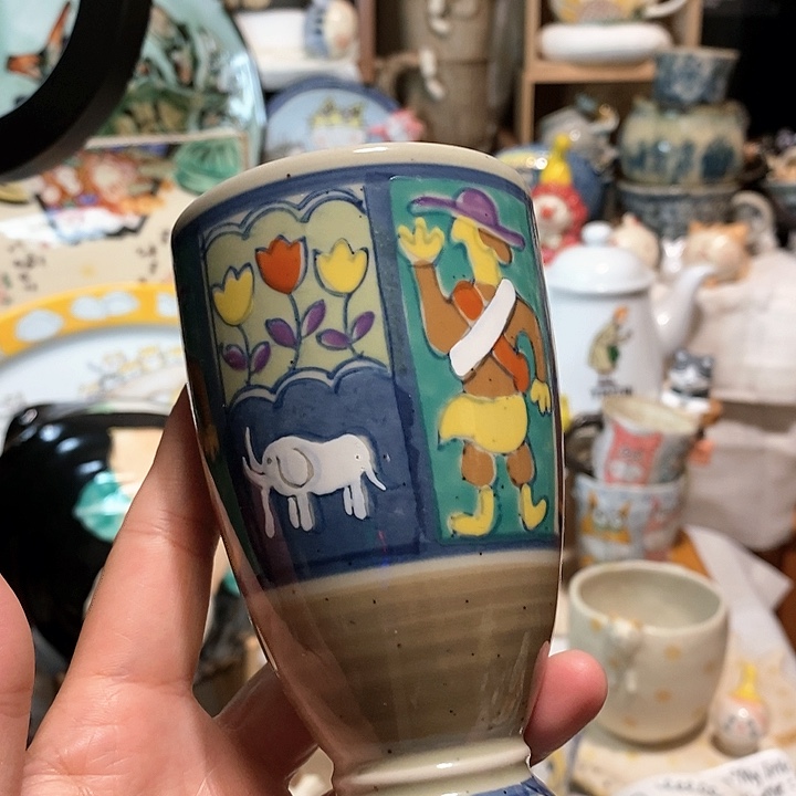 搪瓷彩绘手绘高足