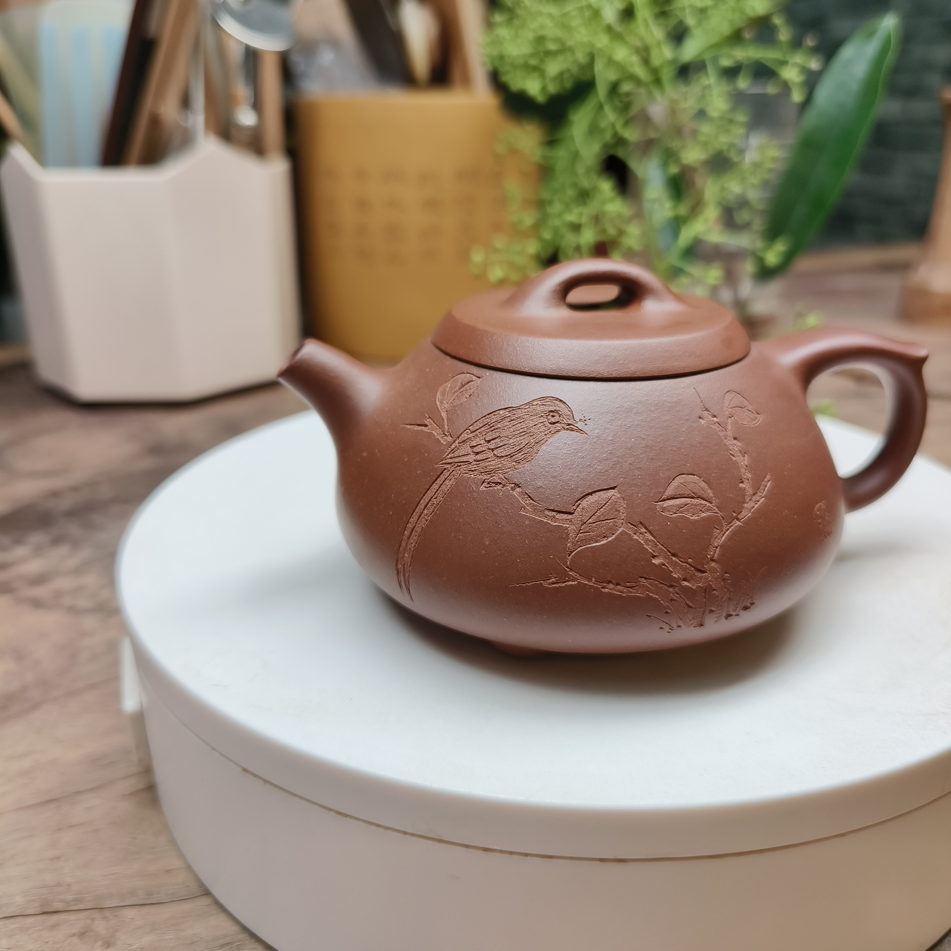 《文瓢》壶黄龙山原矿老料底槽清刘卫红精工制作潘雪锋全手工刻绘
