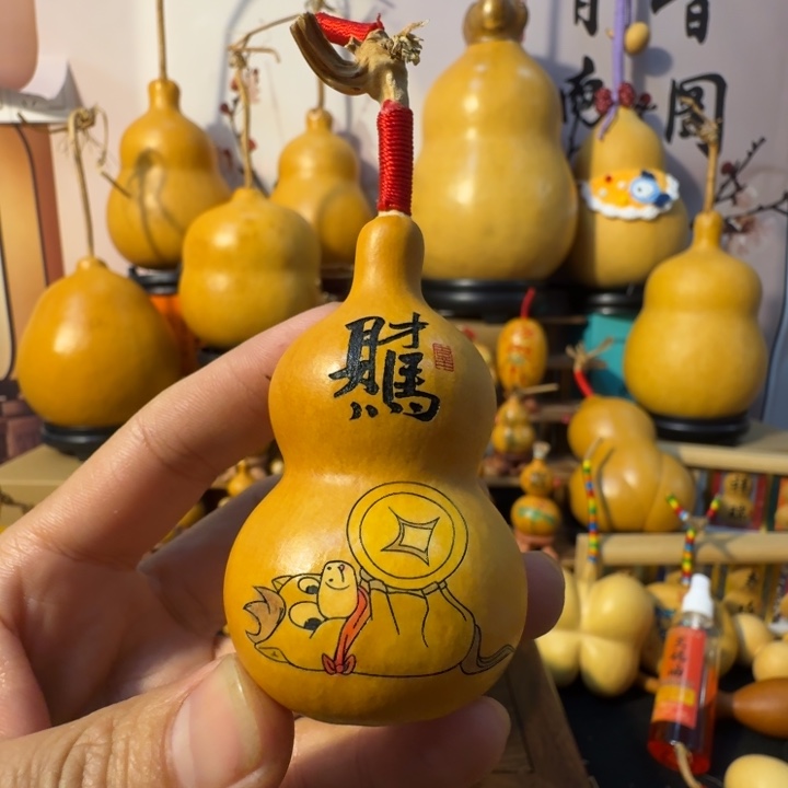 墨刻八宝葫芦手把件