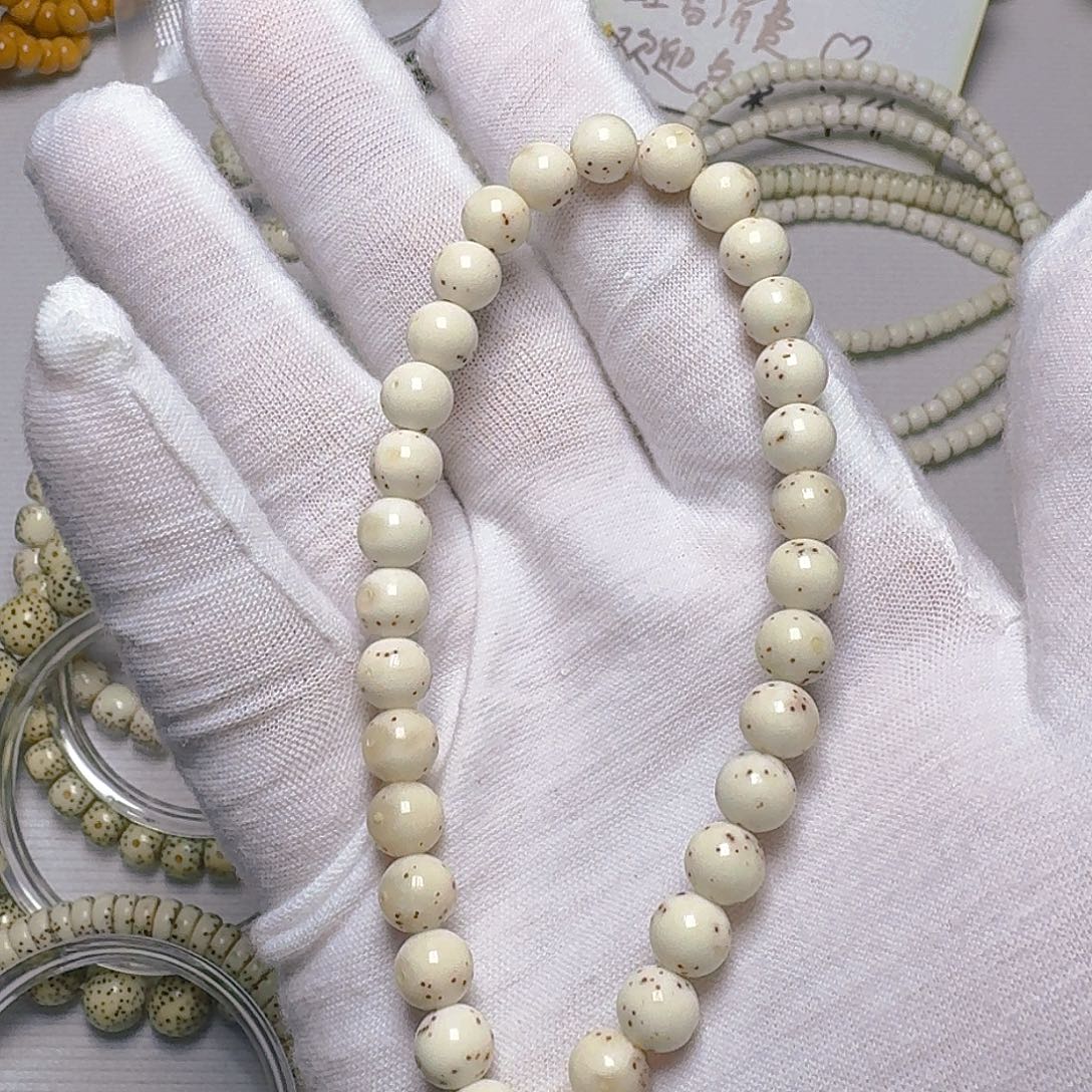 思***绪星月菩提手串原生态石玉料卡7圆手持