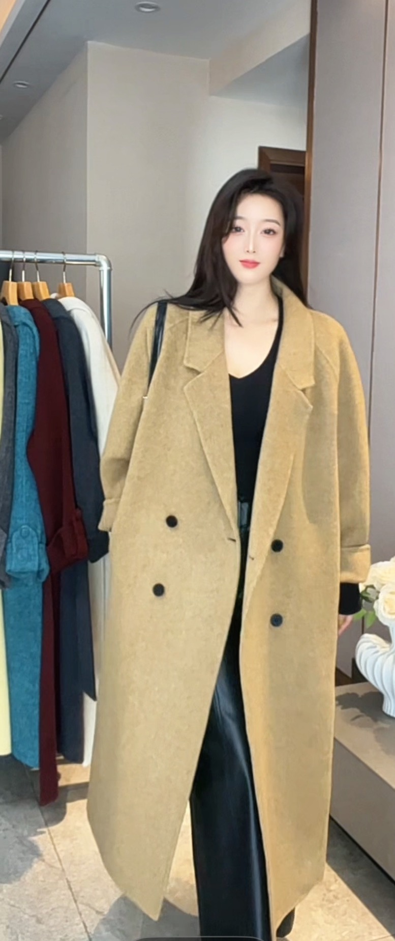 加厚双面羊毛大衣女装外套2025秋冬新款长款双面呢大衣宽松慵懒风