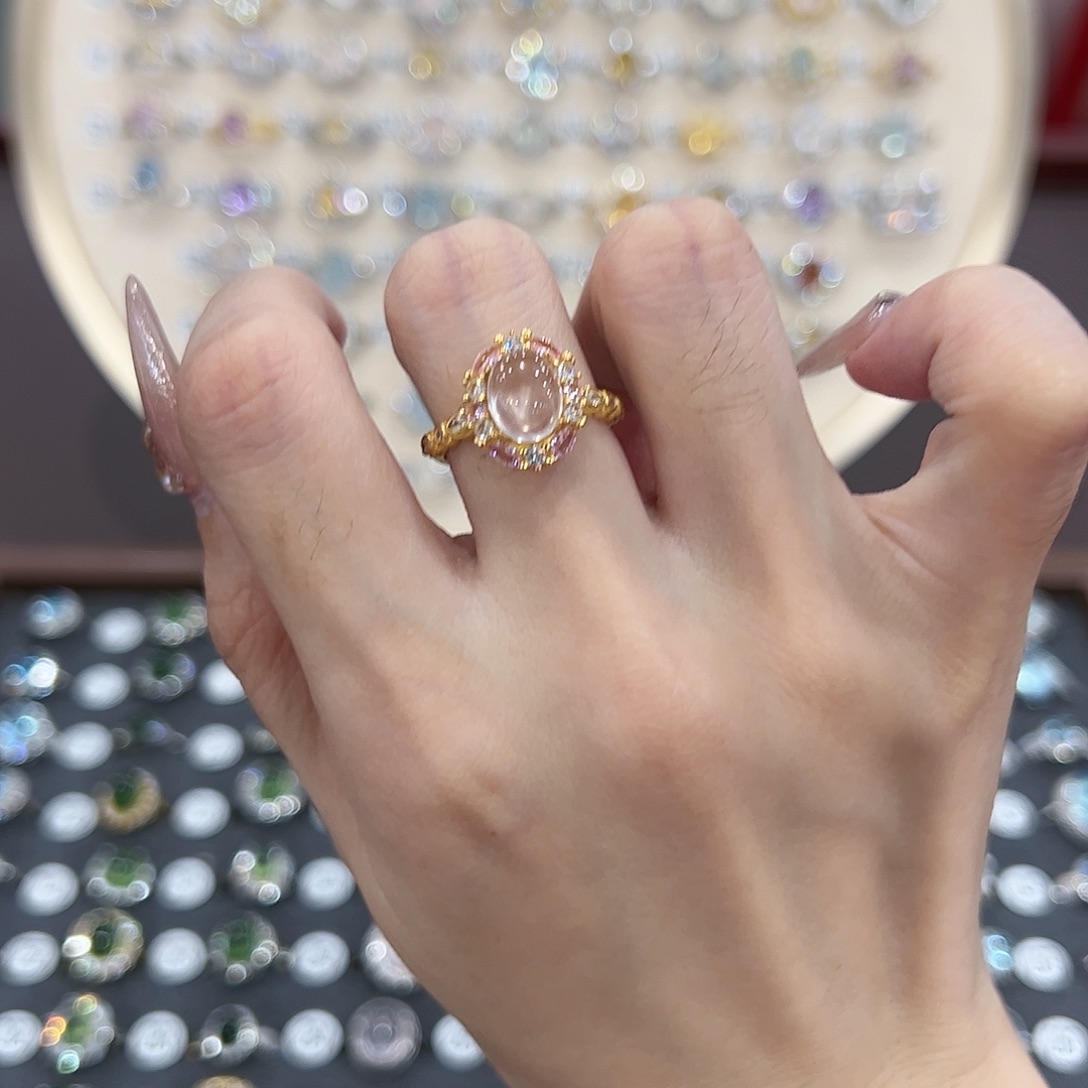 蛇纹石玉银S925镶嵌戒指