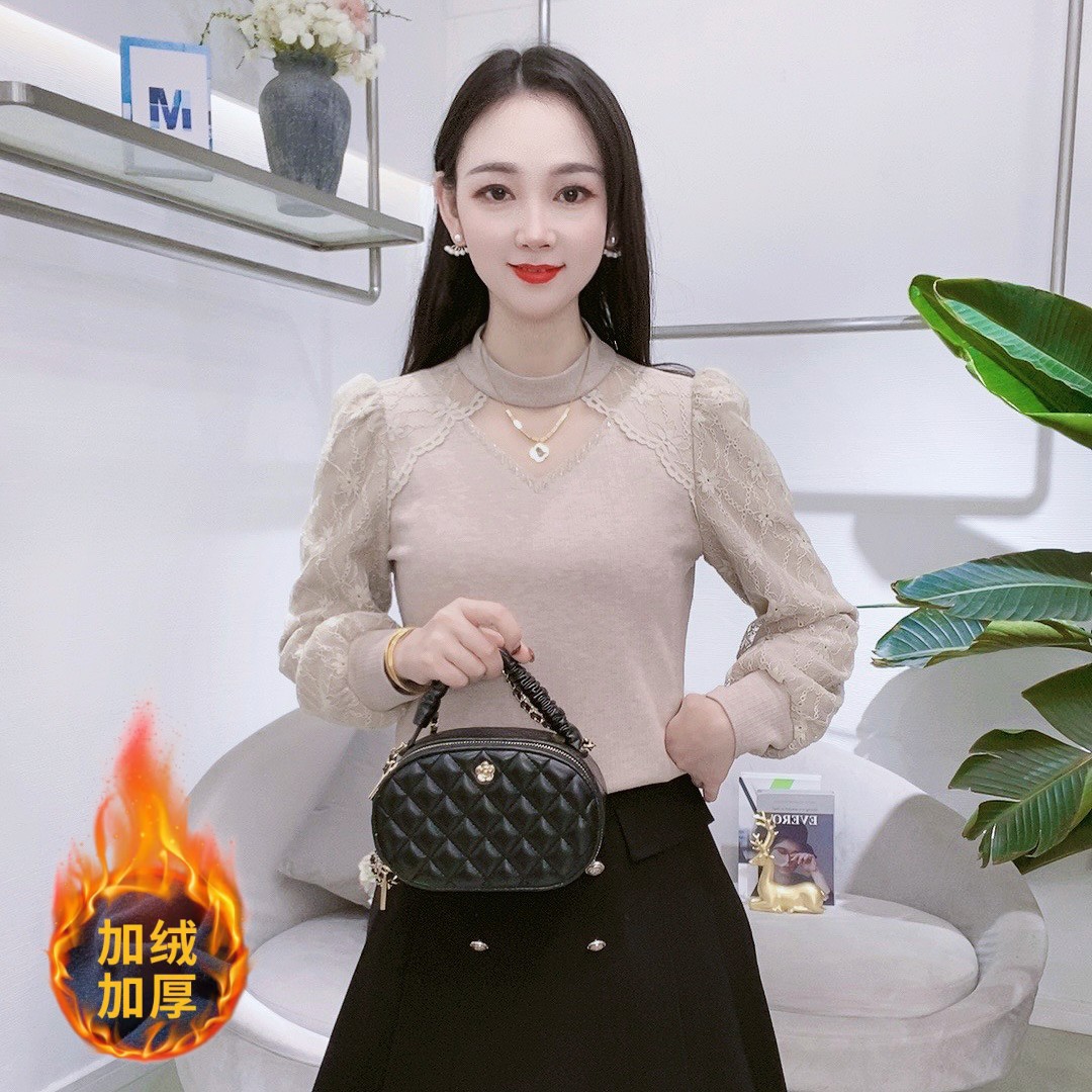 A7512蕾丝打底衫秋季新款女装韩版长袖百搭宽松小衫上衣