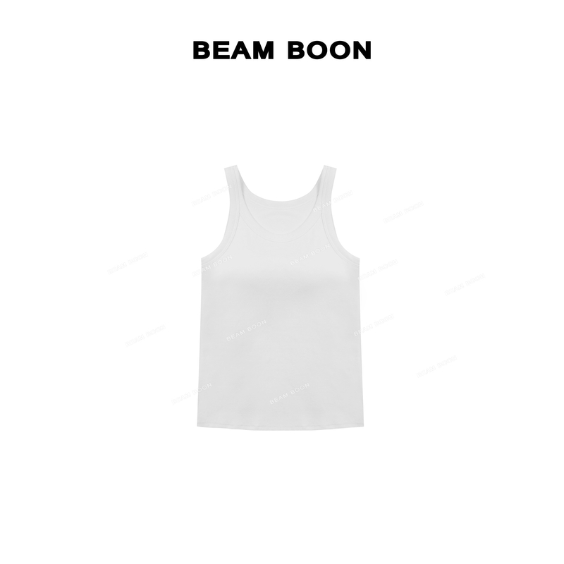 Beam Boon |【清补凉】坑条肌理蚕丝莱赛尔速干凉感胸垫U领无袖背心