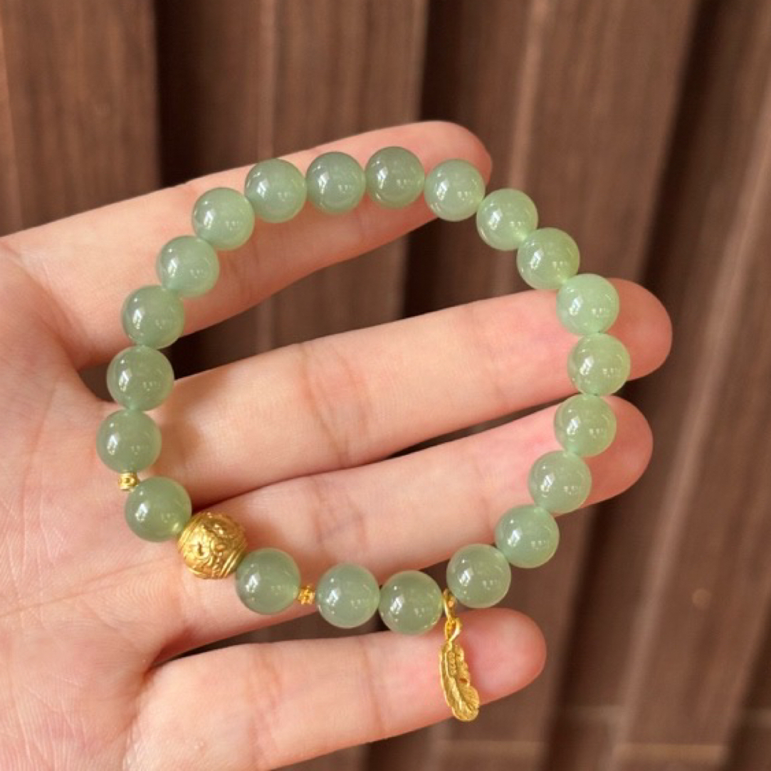 070310WM 和田玉青海料晴水手串规格约：7.9mm多样性发其一