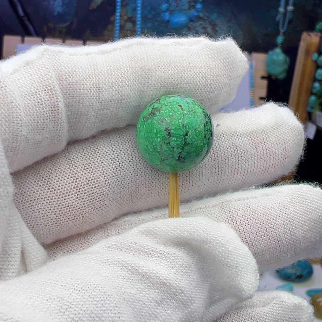 菜籽绿网花圆珠14.7mm兰