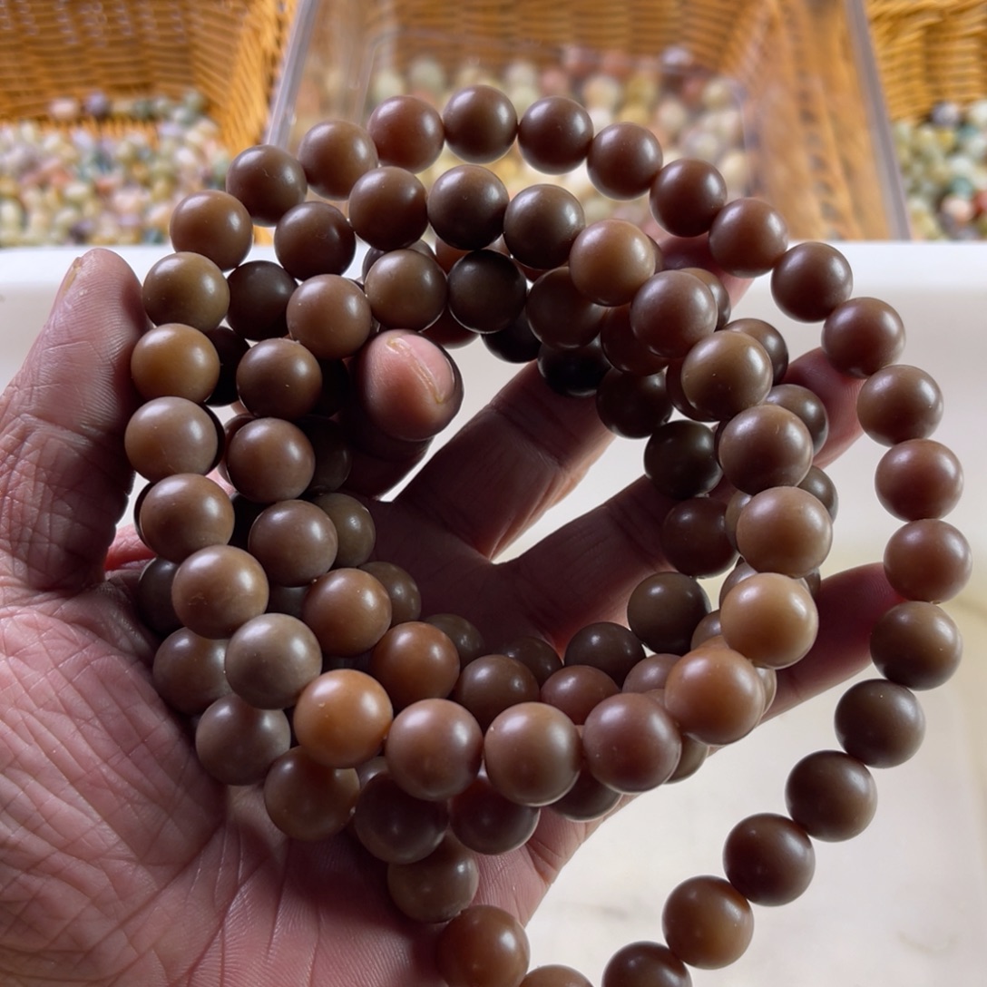 吊坠白玉菩提12深咖圆珠114