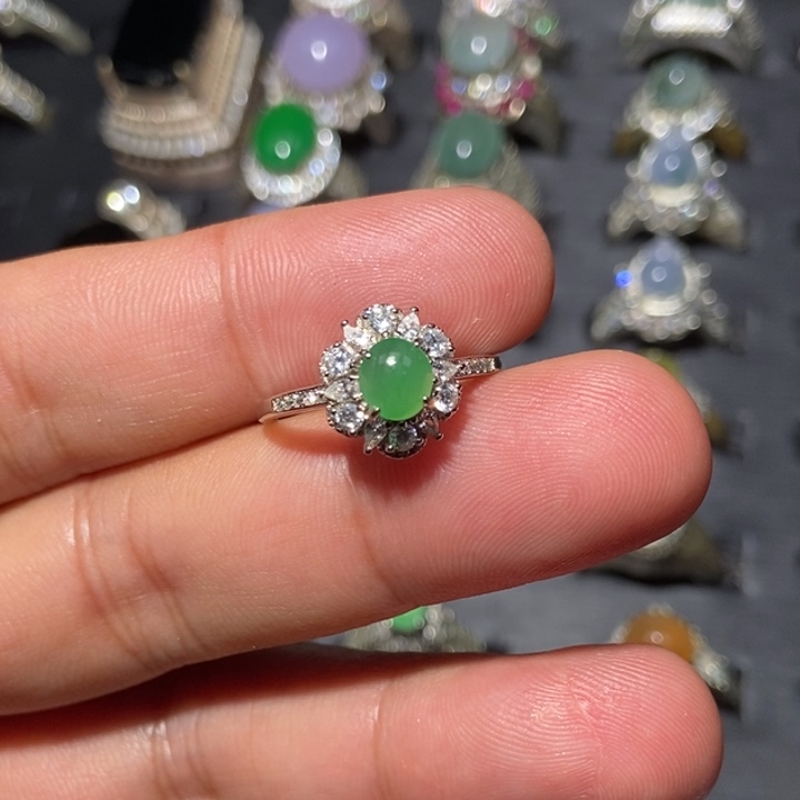 翡翠戒指银S925镶嵌