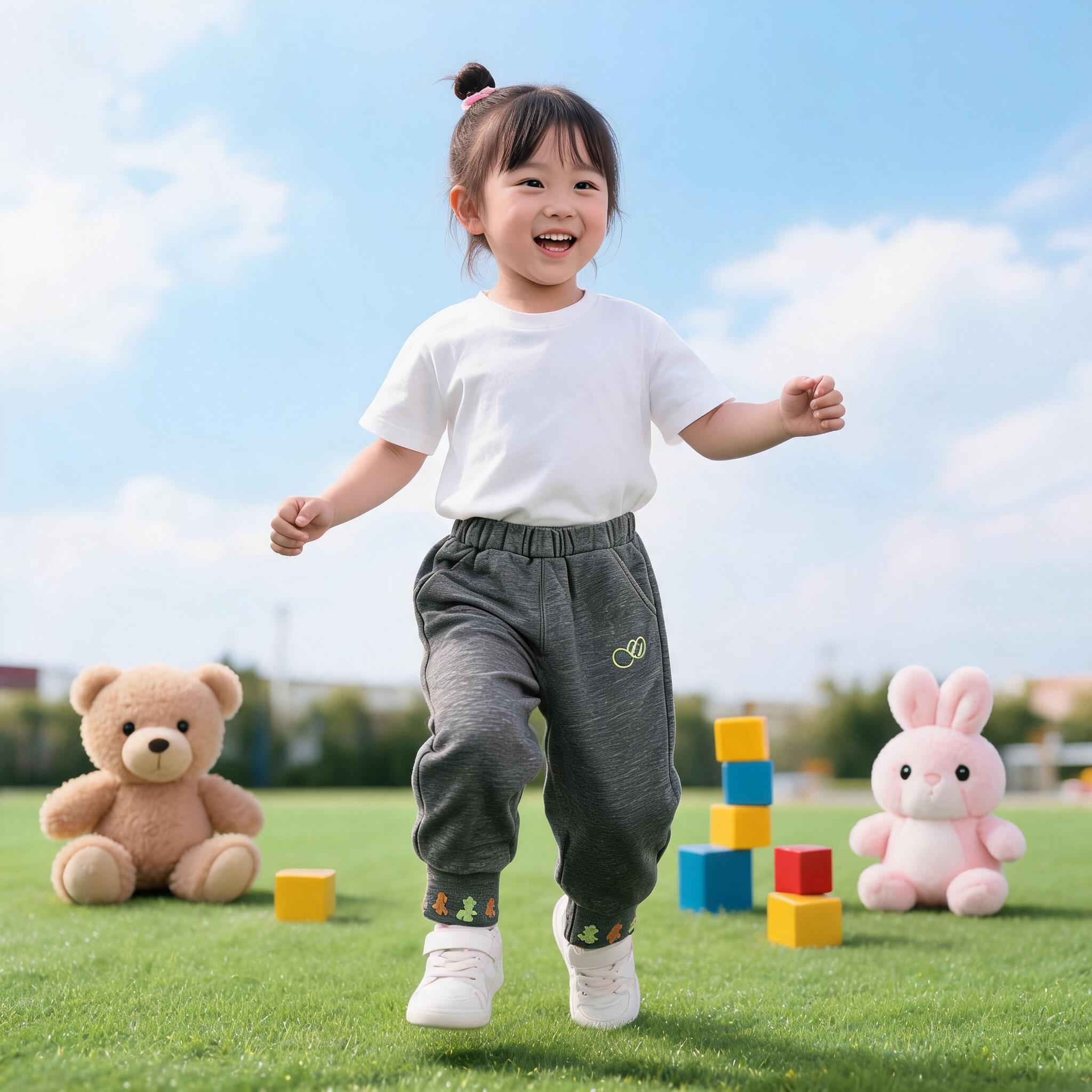 【小飞象】2501麻灰小熊束脚卫裤862416