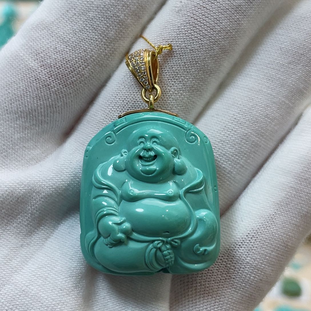 绿松石珠宝奇石18K金镶嵌