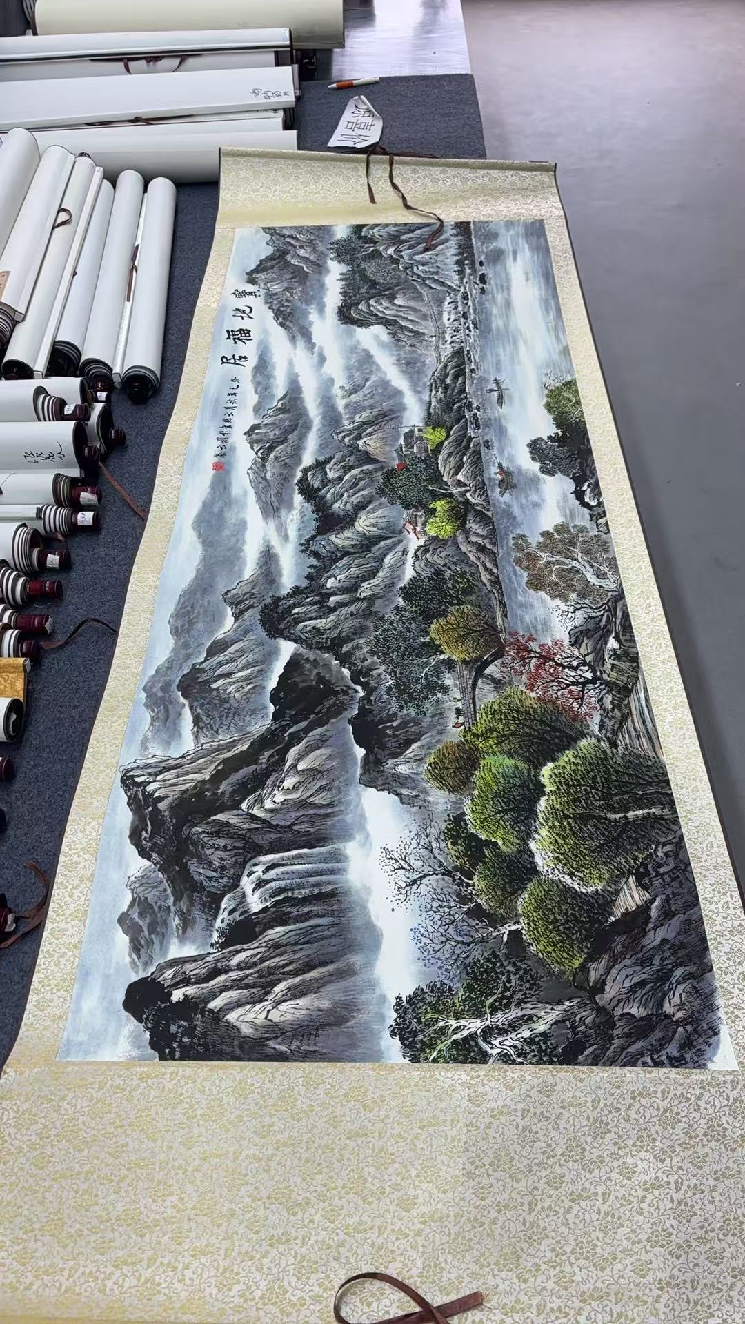 220*72（宝地福居）玄关客厅办公室高精复原软装手工装裱