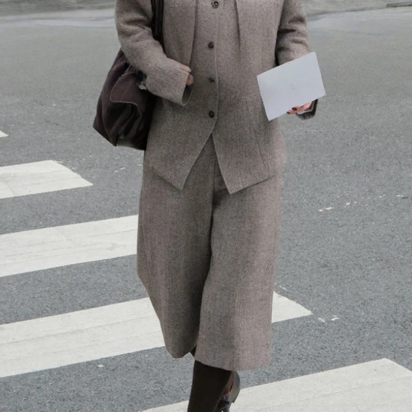 XiANJiE 2025秋冬重磅高级感时尚百搭显瘦直筒阔腿七分裤