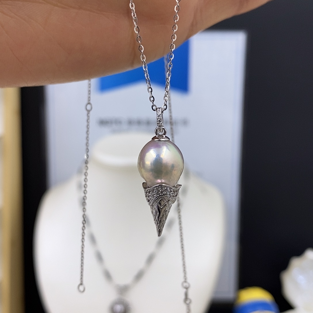 淡水珍珠吊坠(不含链)银S925镶嵌