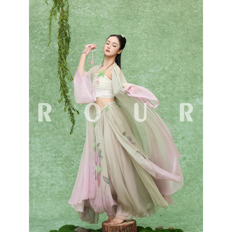 现【荷仙子】ROUR 古风爵士中国舞飘逸大摆纱衣仙气中国风夏季