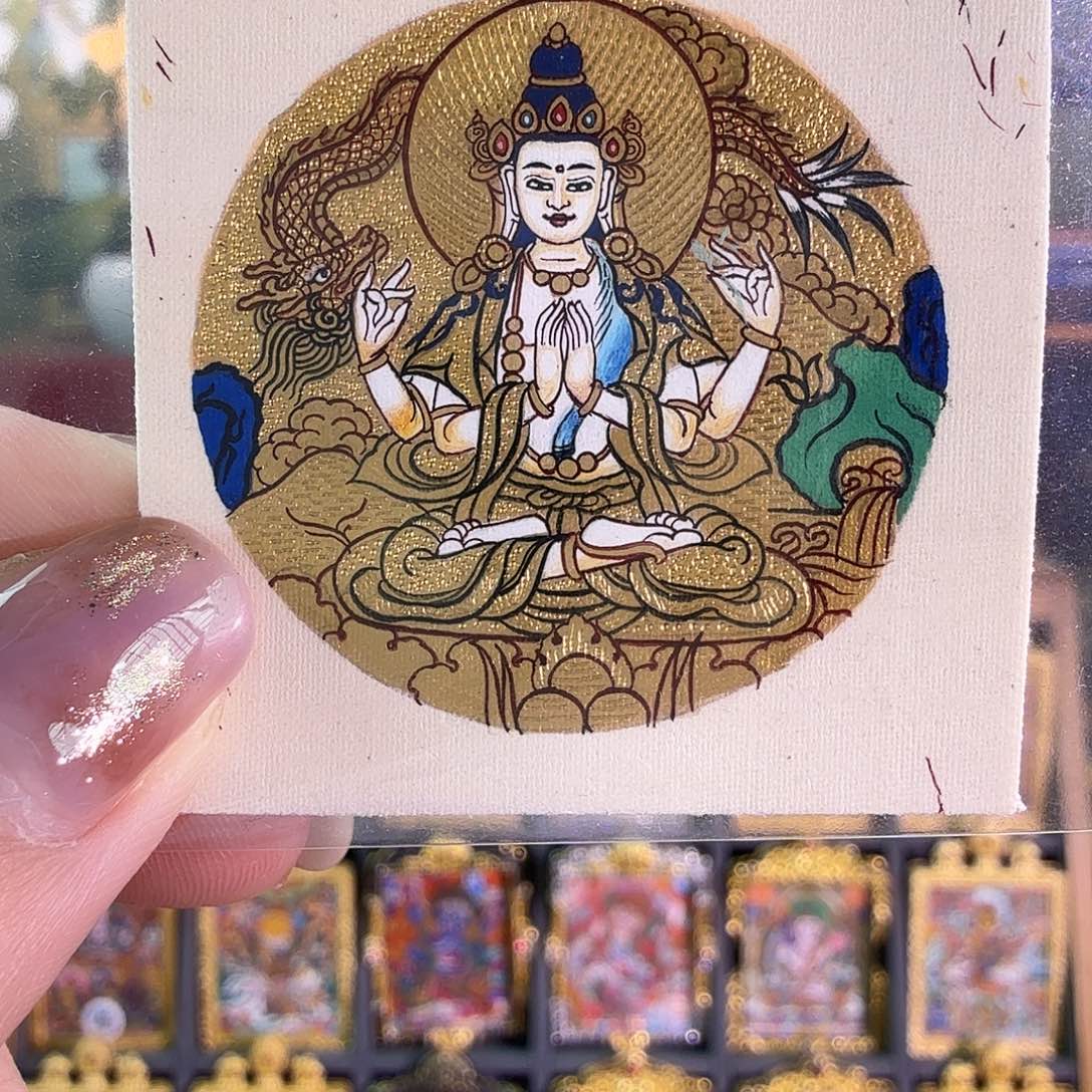 吊坠金唐纯手绘四壁观观