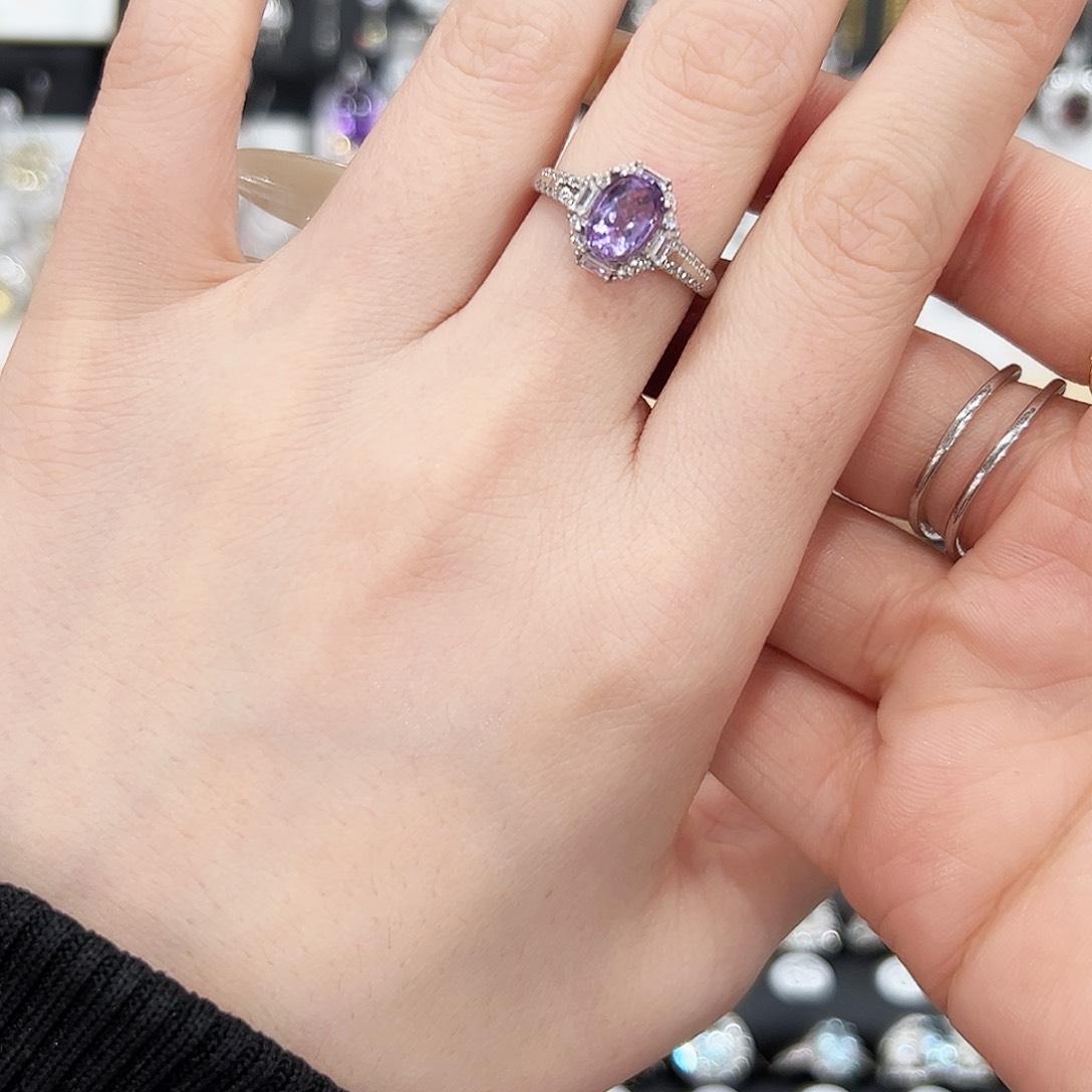 紫晶戒指银S925镶嵌戒指