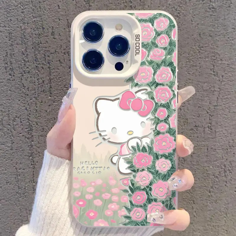 适用华为mate60苹果16彩银多机型手机壳vivo小米oppo硬壳亮面卡通