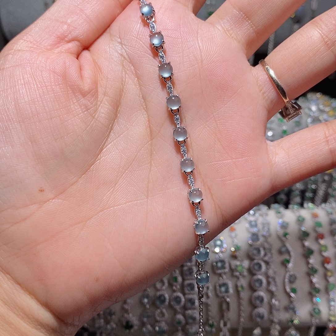 银S925镶嵌手链翡翠