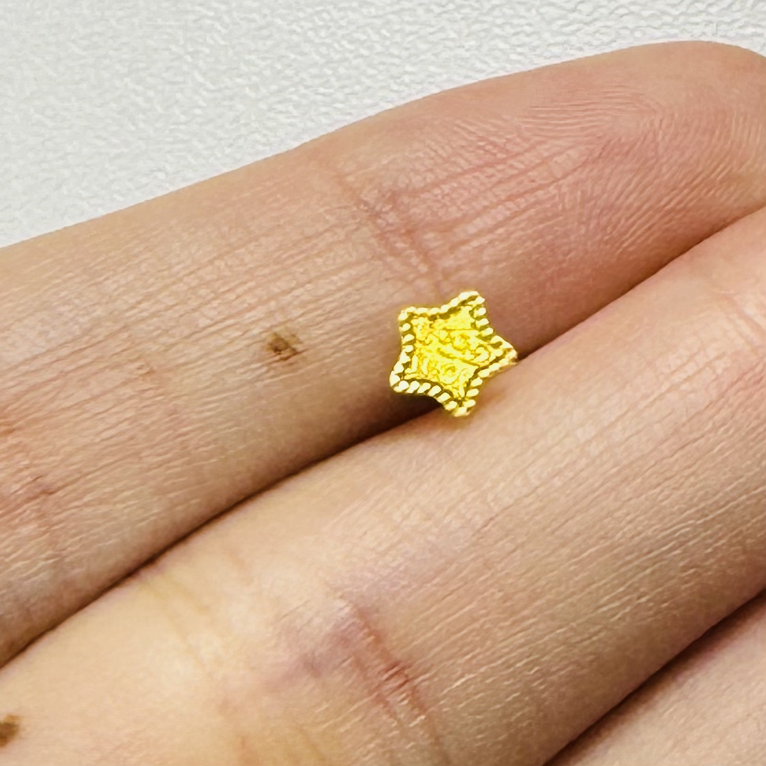 年终狂欢季  足金999 good luck弯针黄金耳钉（单只专拍）