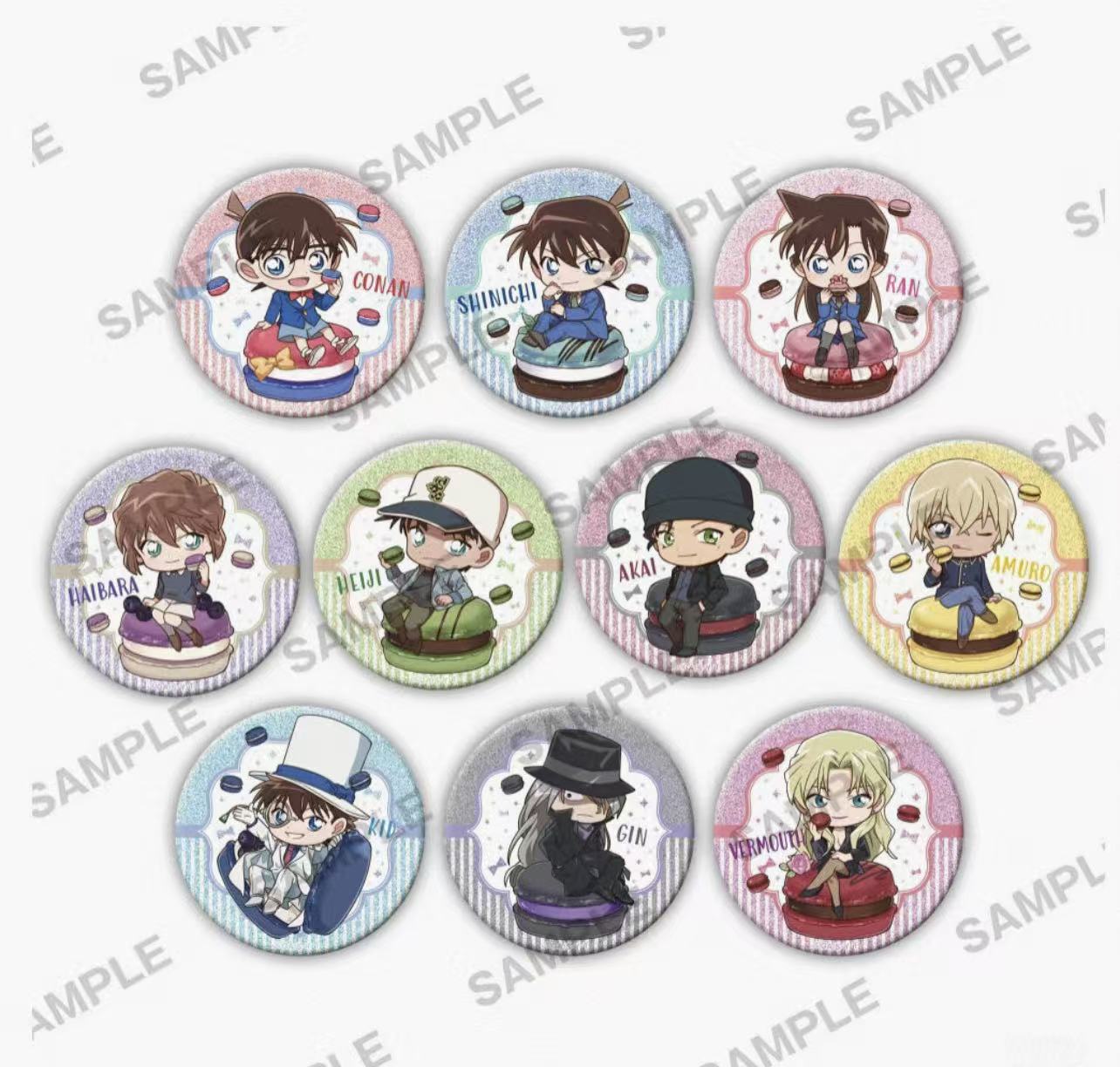 名侦探柯南马卡龙 蛋糕 旅行 魔法师 格子衫 吧唧 盲盒产品