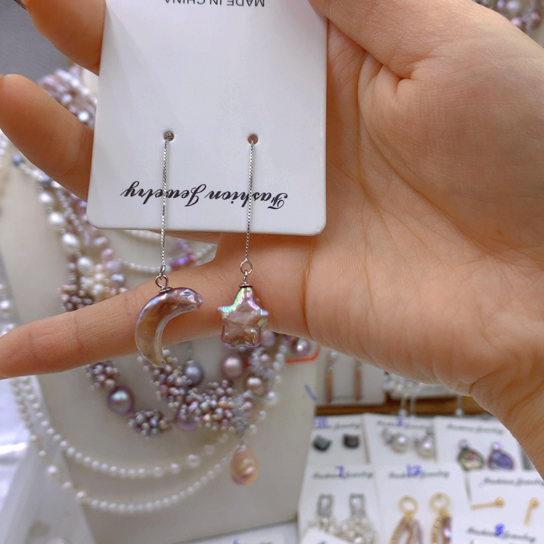 淡水珍珠耳饰银S925镶嵌