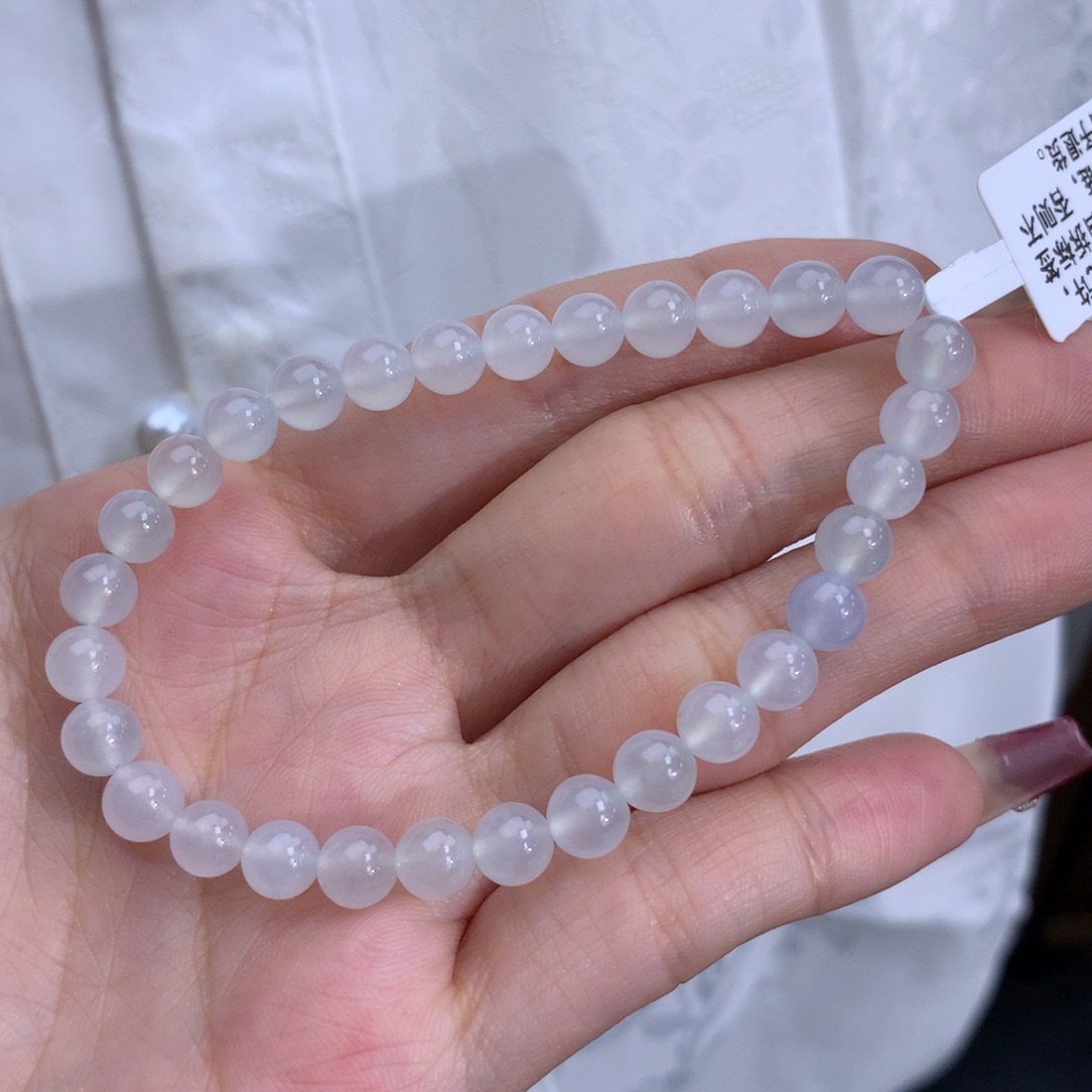 翡翠手链未镶嵌卡6冰种白月光手串