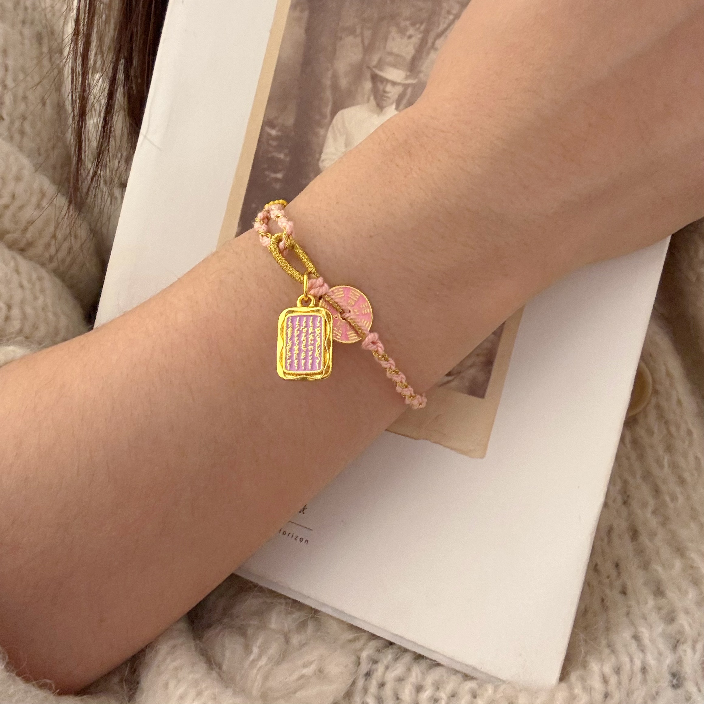 铜合金布艺手链 手工编织山鬼牌手链 时尚简约饰品