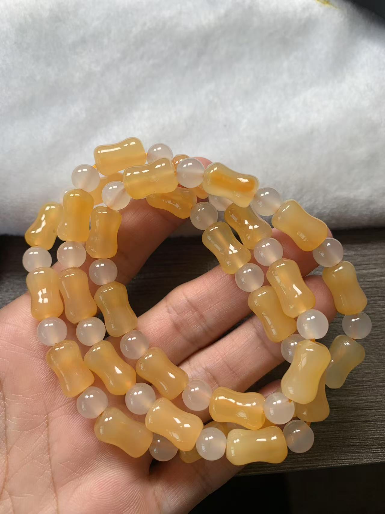 黄龙玉冰黄色节节高升项链