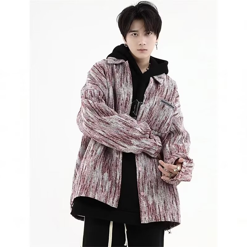 扎染翻领男女日系复古情侣休闲衬衫印花潮流休闲小众百搭设计外套