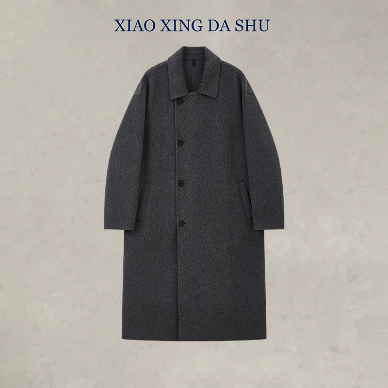 小幸大书.STUDIO--男装秋冬翻领毛呢外套经典复古波浪纹大衣冬季