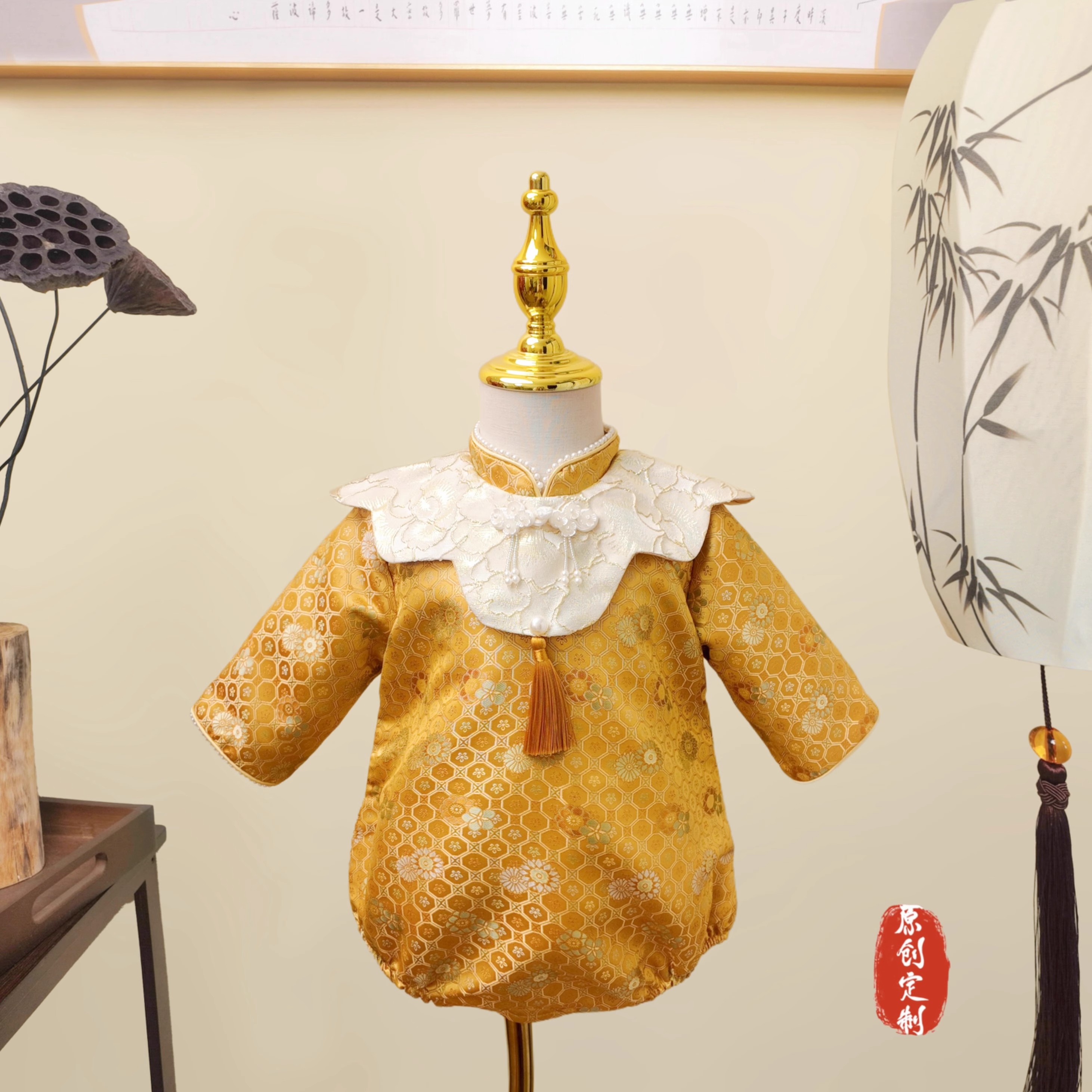 Next babe春秋女宝宝周岁礼服包屁中式抓周唐装高档百天定制冠衣
