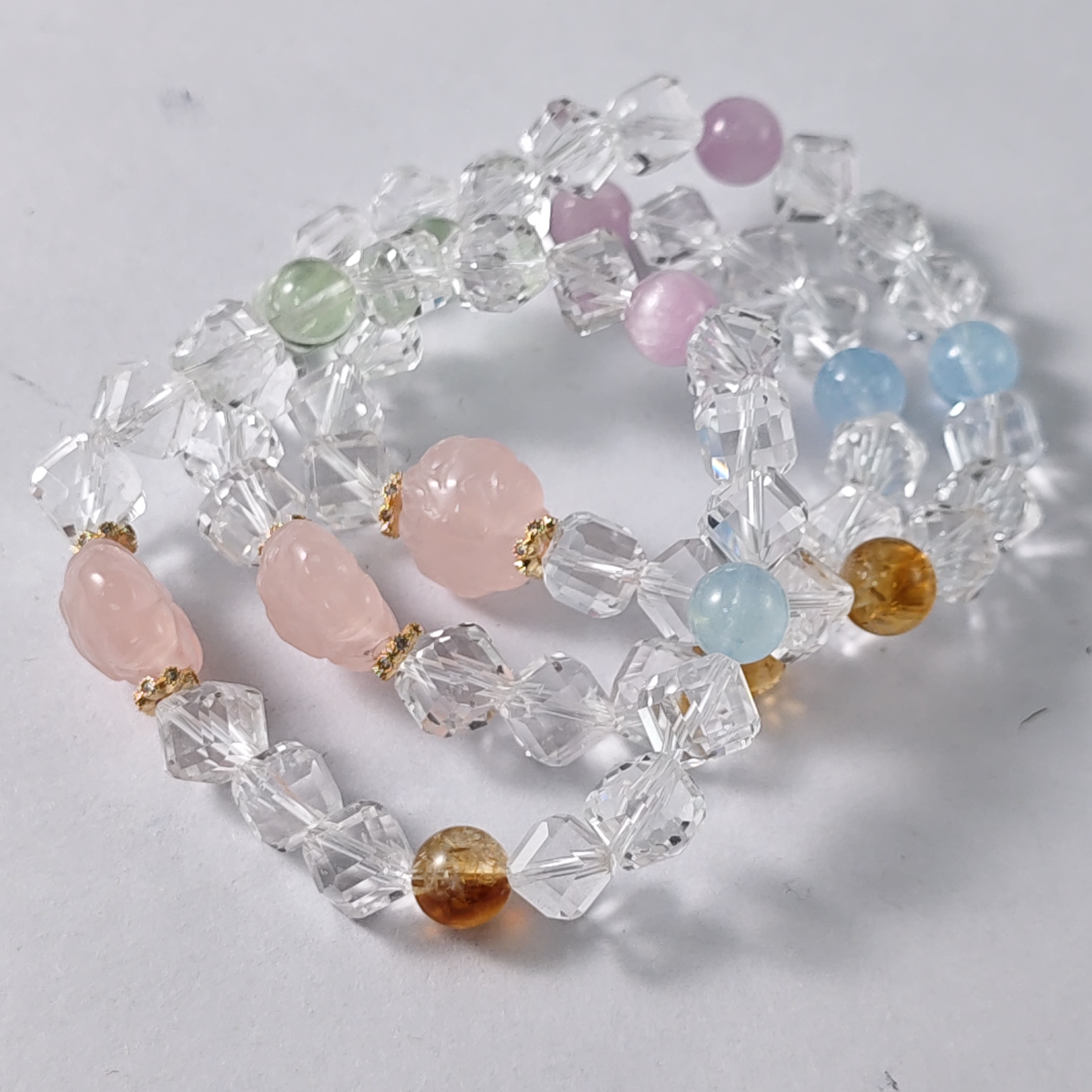 【书记甄选】天然原创白水晶方糖单圈手链 多样性发一件 7220CC