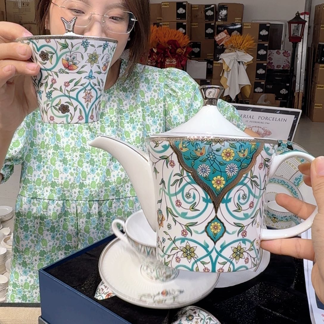 骨瓷珐琅彩茶具顺丰