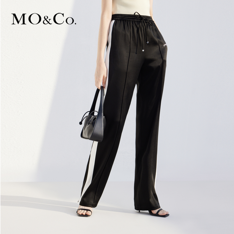 【赵老板专属】MOCO春醋酸混纺撞色高腰休闲裤MBC1PAT002