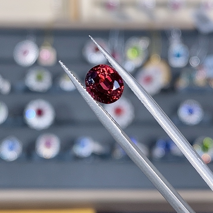 红色碧玺戒指银S925镶嵌