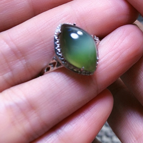 和田玉戒指银S925镶嵌