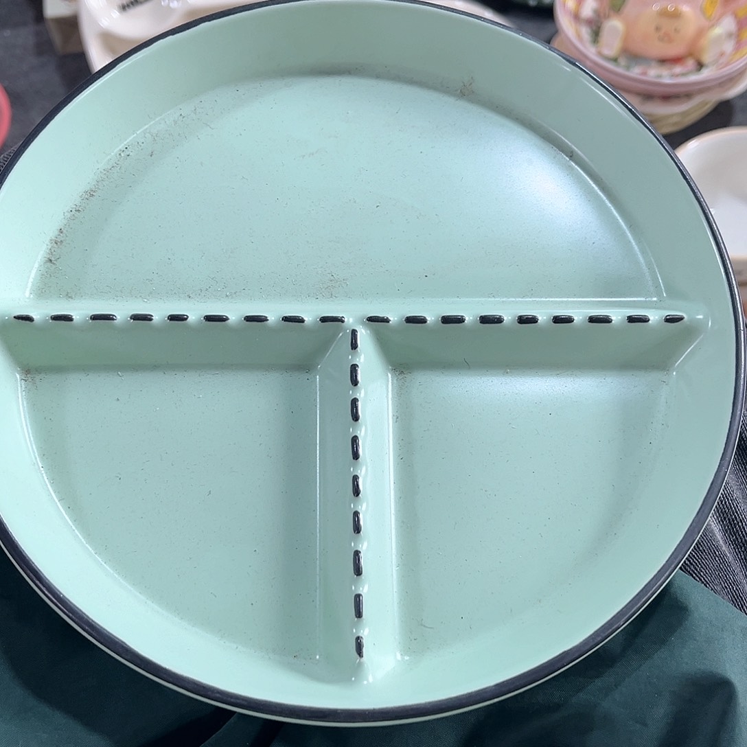 陶瓷木兰溪八寸三个分餐盘微瑕
