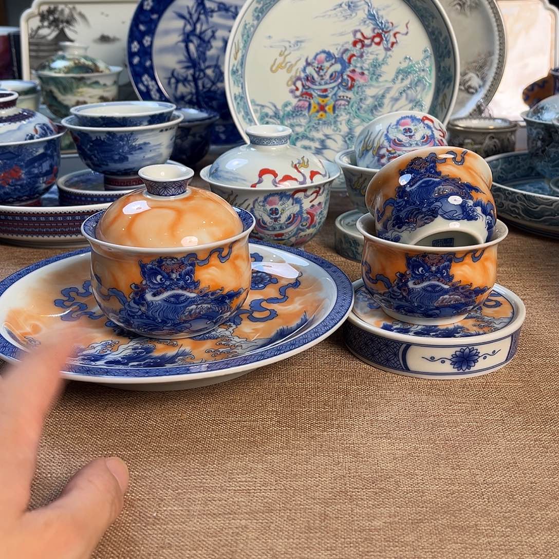 高温釉下彩茶具套组