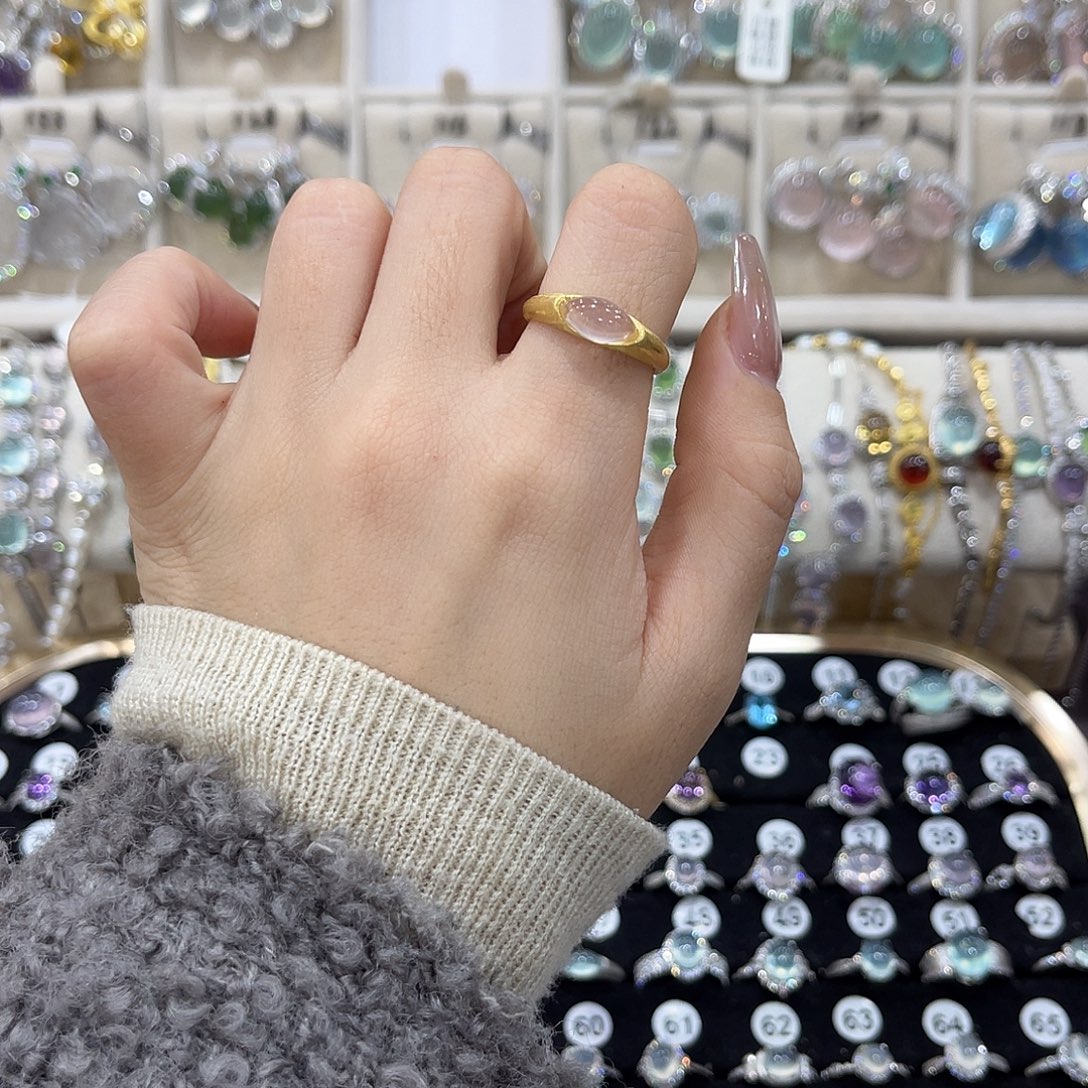 A***y蛇纹石玉银S925镶嵌戒指