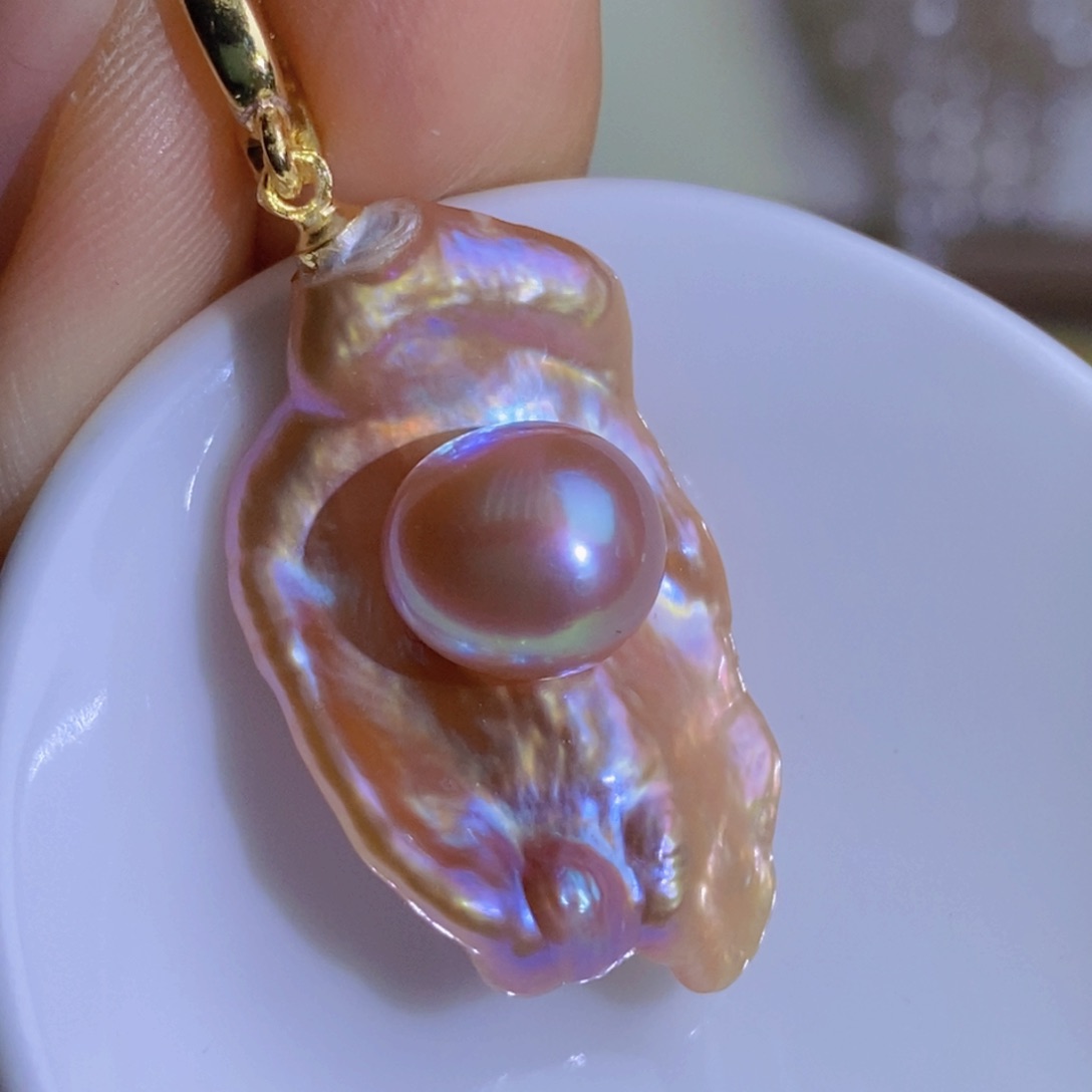 银S925镶嵌天然淡水珍珠淡水珍珠