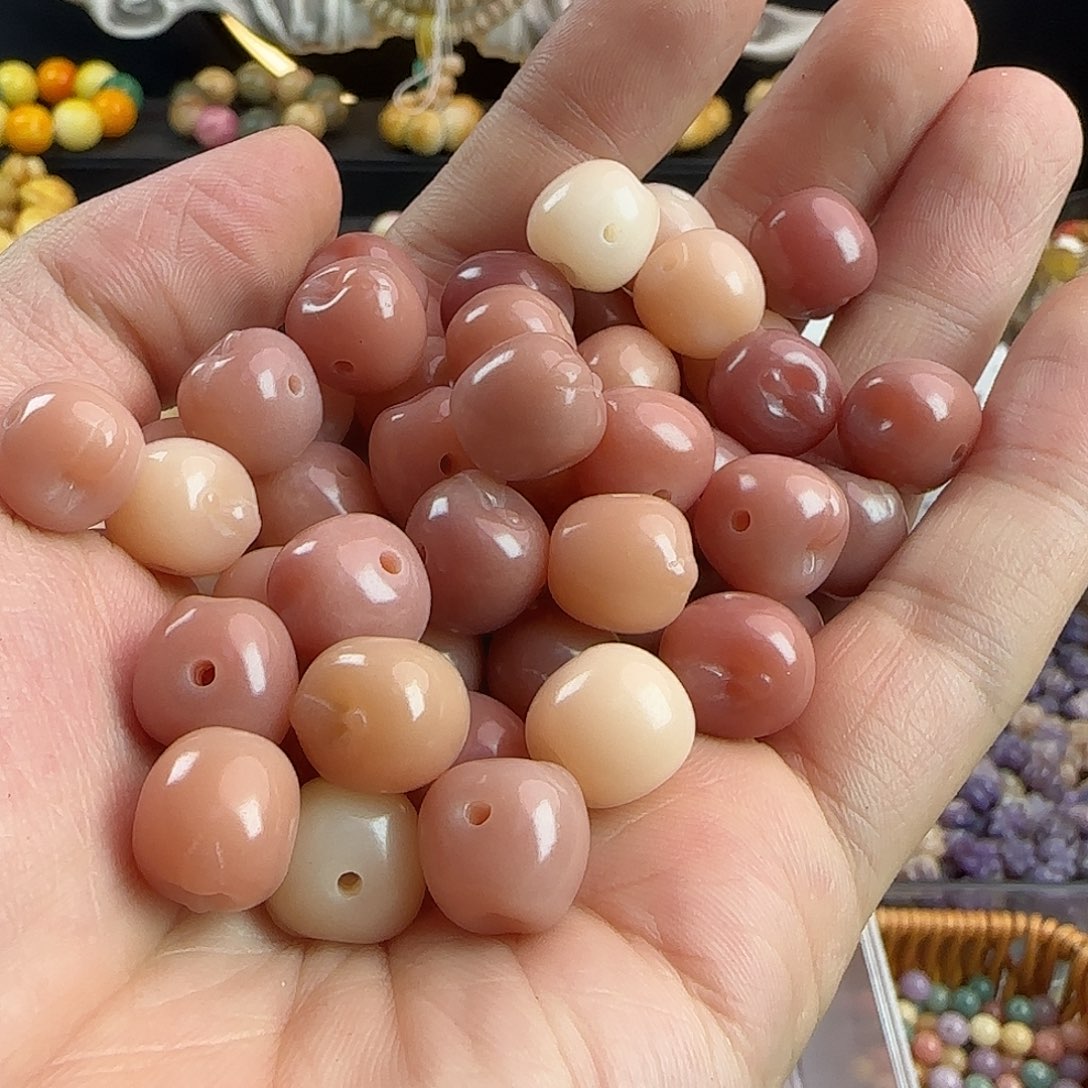 手串菩提根/象牙果卡12粉色苹果雕刻件20颗➕2颗