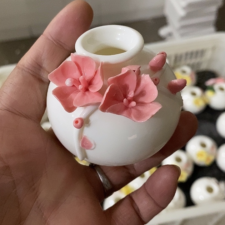 瓷片纯手工陶瓷花摆件1瑕疵