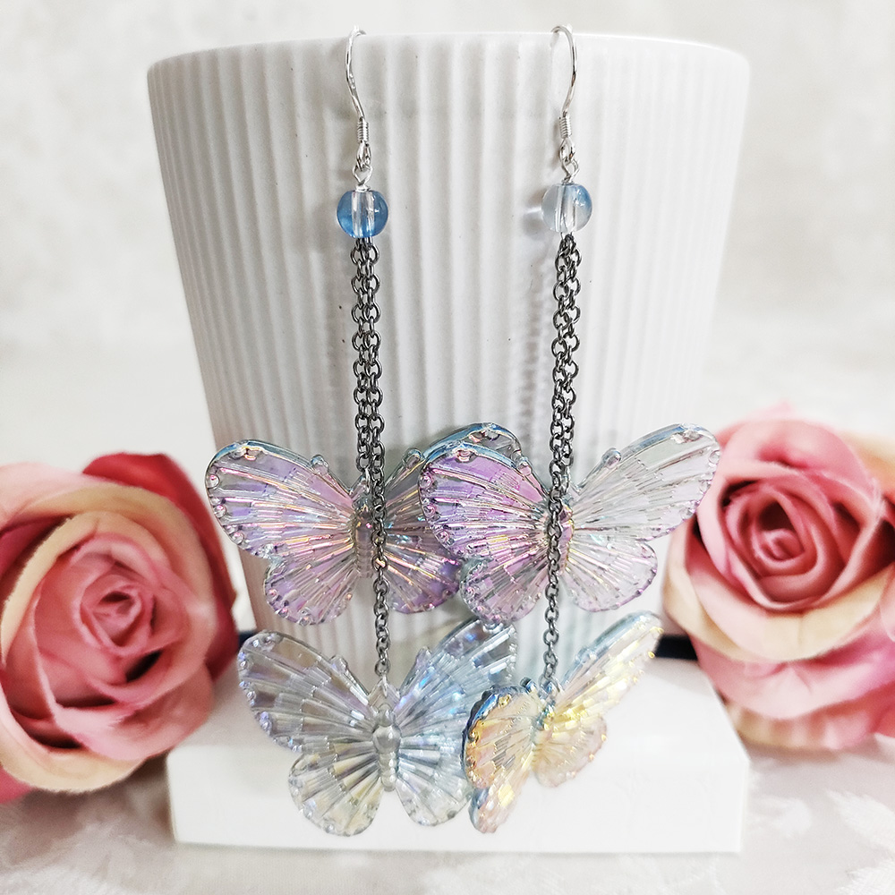 铜合金耳饰 民族风蝴蝶流苏吊坠耳环2359