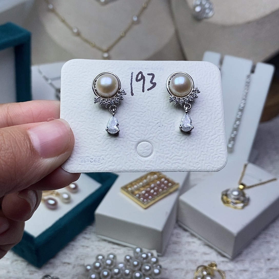淡水珍珠耳饰银S925镶嵌