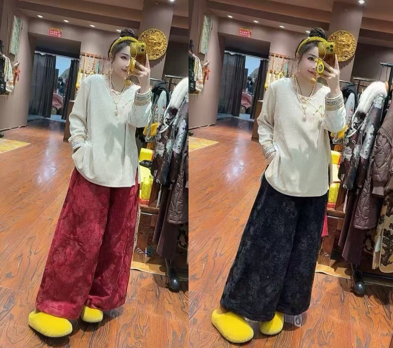 上新价～深圳90029南油高定肥肥裤百搭直筒裤宝宝绒加棉裤