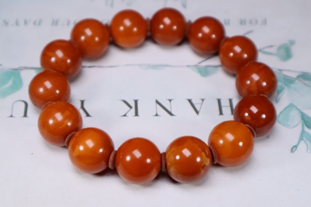 【青希珠宝】天然琥珀蜜蜡圆珠手串尺寸16.6mm