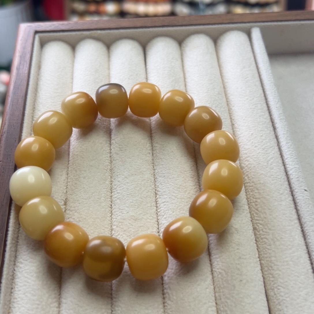 菩提根/象牙果手串卡14桶珠干磨微瑕