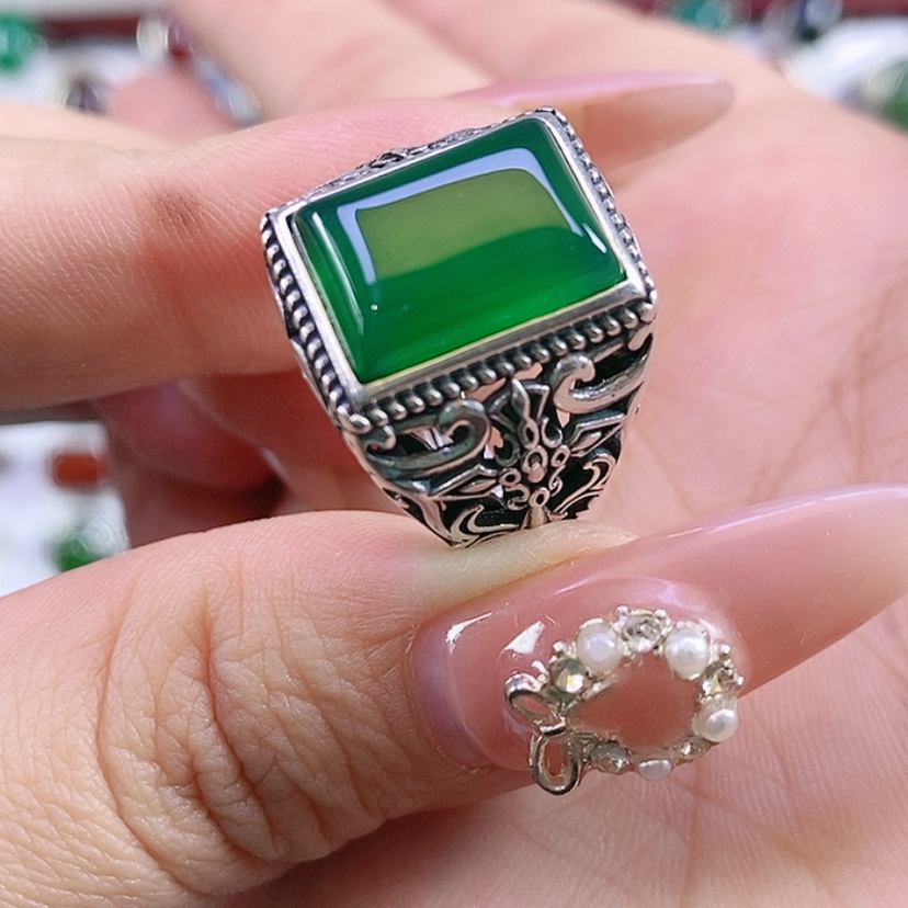 【闪购商品】银S925镶嵌戒指玛瑙/玉髓