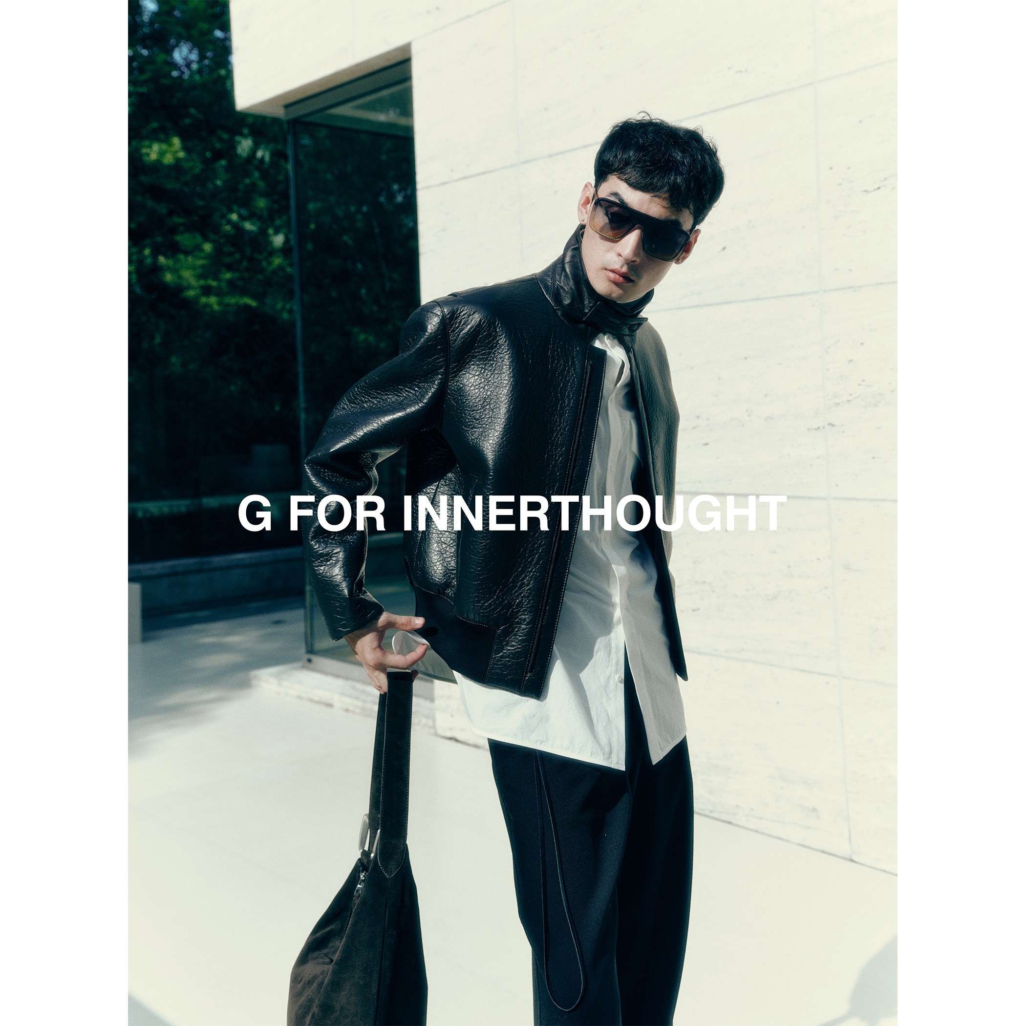 G FOR INNERTHOUGHT|土耳其进口P*ada同源复合纹理空气感翻领皮衣